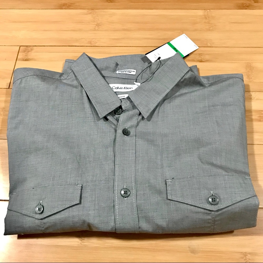 NWT Calvin Klein Long Sleeve Slim Fit Shirt Size L